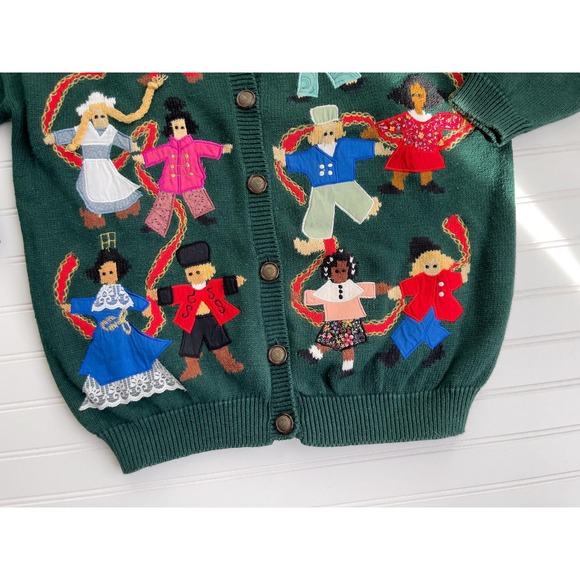 vtg Susan Bristol traditional folk clothing novelty embroidered cardigan sweater - Picture 3 of 6